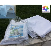 Set 4 Teli Laterali Bianchi Finestrati X Gazebo Pieghevole Alluminio O Fisso 2x3