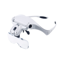 Vergrößerungsbrille Mit Freihändiger Beleuchtung, Stirnband Mit 2 Led-leuchten Für Freizeit Und Lesen,5 Wechselobjektive (1,0x Bis 3,5x)