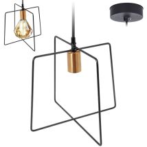 Lámpara colgante moderna de metal negro y dorado – Compatible con bombilla E27 – Ideal para hogar y oficina