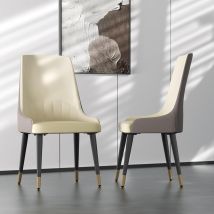 Unho - Juego De 2 Sillas De Comedor Cuero, Sillas Tapizadas Con Respaldo De Cocina De Piel Sintética De Pu Cómodas, Beige