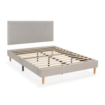 Sommier + Tête De Lit Bari 150x190 Cm Couleur Gris