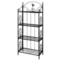 Estante de Planta Cuadrada Negro – 4 Niveles – Acero Inoxidable – 153 cm Altura – 61 cm Ancho – 33 cm Profundidad