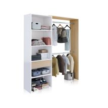 Vestidor Abierto Habitación Dormitorio Grande En Color Roble Y Blanco 187x158x40 Cm