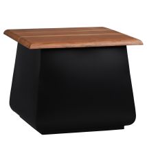 Womo-design - Mesa Auxiliar De Salón Sheffield 50x40x50 Cm Rectangular Madera De Acacia Negro-natural Mueble Hecho A Mano Tablero De Flores Mesita De 