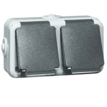 Enchufe Peha 6632wab Doble Ip44 Montaje Superficial