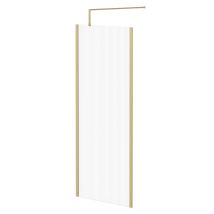 8mm Fluted Glass Brushed Brass 1850mm X 800mm Walk In Shower Screen Including Wall Channel With End Profile And Support Bar - Colore
