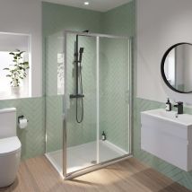 Luxura - 1400 X 800mm Sliding Shower Door & Side Panel Enclosure 6mm Glass Screen Framed