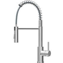 Grifo De Cocina, Giratorio 360°, Con Resorte Flexible, Mezclador De Acero Inoxidable Cepillado, Monomando, Ahorrador De Agua, Para Fregadero