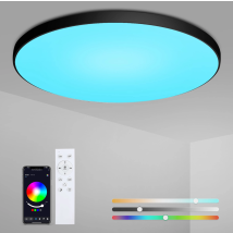 Led Plafonnier Dimmerable Noir 24w Avec Télécommande, Meejee Plafonnier Rgb Contrôlable Via Application, 2700k-6500k Led Plafond Intelligent Ø30cm
