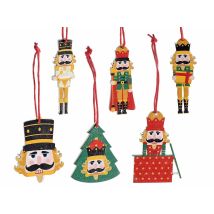 Gruppo Maruccia - Decorazioni Natalizie Per La Casa E L'Albero In Legno Addobbi Natalizi A Forma Di Schiaccianoci Set 48 Pezzi Altezza 5,5 Cm