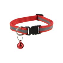 Ensoleille - Red Adjustable Reflective Anti-suffocation Cat Collar With Anti-lost Address Tag Pendant Bell And Safety Buckle, Cute Multi-colored Pet 