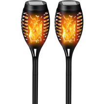 Outdoor Solar Flame Light,2 Pack 12 Led Garden Lights With Realistic Flame Effect,ip65 Waterproof Solar Light,suitable For Outdoor,garden,lawn,