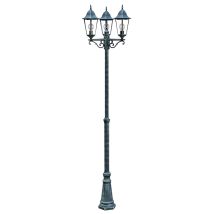 GardenPleasure – Lampe d'extérieur candélabre en aluminium vert-noir – Hauteur 220 cm, IP44, 3x E27, 3x 100W