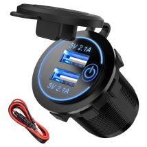 Usb-zigarettenanzünder – Dual-usb-steckdose 4,8 A 12 V – Wasserdichte Usb-steckdose 5 V/2,4 A Mit Led-anzeige – Ladeadapter Für Autos, Lkws, Wohnwagen