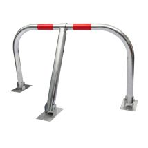 Destockoutils – Parking Barrier – Chrome Coated Steel – Folds Flat for Storage – Reflector Stripes for Night Visibility