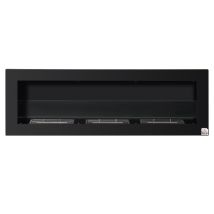 Cheminée Bioéthanol Murale 120x15x40cm, 3 Brûleurs 3l, 3h Combustion, Acier Inox Noir