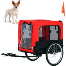 Soges Remorque De Vélo Pour Chien Pliable Jusqu'à 40 Kg En Oxford 600d, Remorque De Vélo Dog Bicycle Trailer Chariot Rouge Pour Chien Avec Laisse 