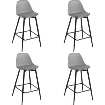 Klihome 4x Bar Stools Dining Room Kitchen Breakfast High Chairs Footrest Barstool With Cushioned Pp Seat And Metal Frame, Grey