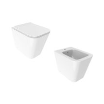 Coppia Sanitari Wc E Bidet Installazione A Pavimento Colore Bianco Lucido Ercos Wave Kitwave1