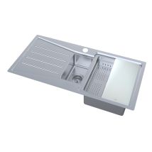 N.S.S – Kensington 1.5 Bowl Stainless Steel Inset Sink – 1000mm x 500mm – Includes Chopping Board, Tray, Colander