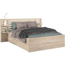 Parisot - Letto 140 X 190/200 Cm Con Vani Portaoggetti Naturale - Tenalia Ii