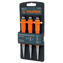 Juego de 3 botadores – 55532415 – Acero al cromo vanadio – Longitud total: 124 mm – Dureza punta: 58 HRc