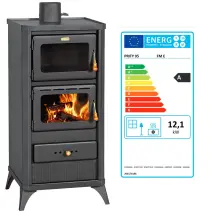 Prity Kaminofen Holzbeheizter Ofen 12,1 kW – Stahl – 490 mm Breite – 460 mm Tiefe – 930 mm Höhe – 68 m² Heizfläche