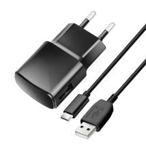 Bluestar - Reiseladegerät 2a 10w Usb A + Kabel Usb A Auf Typ C Tfk-tc-1100b Schwarz