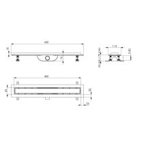 Duschablauf 40 cm – Ablaufrinne für Bodeneinbau – Installationskit enthalten – Material: ABS – Stahl – Damast 18094