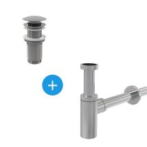 Alca - Set Piletta Push-open, Attacco 5/4', Per Lavabo Con Troppopieno + Sifone, Cromato ( Setchrome)