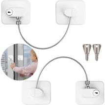 2 Pcs Securite Fenetre Enfant, Entrebailleur Fenetre Pvc Sans Percer Serrure Forte Adhsive Cable Bloc Fenetre Avec Cl, Pour Rfrigrateur Portes Et 
