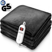 Termocoperta Scaldasonno 200x180cm Antracite Certificato Tüv Süd Gs Scaldaletto Elettrico Con Spegnimento Automatico Coprimaterasso Termico Timer 9 
