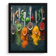 Framed Poster Herbs - Spices - Spoons 30x40 Cm