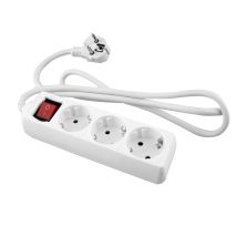 Base Blanca Onlex T/t Interruptor Cable 1,5 Mts 3 Tomas