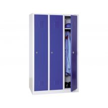 Vestiaire Industrie Propre 3 Colonnes Fermeture Moraillon 180x89x50cm Bleu Gris - WMIP3-GB