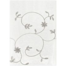 Rideau De Fenêtre Couple 2 Pcs Porte Intérieure Tissu Semi-transparent Fleurs Gris - 60x240 Cm