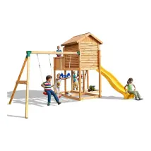 Casetta In Legno Con Scivolo E Altalena Fungoo Move Myside Gioco In Legno Per Giardino