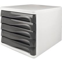 Schubladenbox The Wave 5 Schubladen Din A4 Din C4 Polypropylen/polystyrol Gehäusefarbe: Weiß Farbe Der Schublade: Lichtgrau