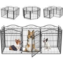 Bingopaw - Welpenlaufstall Aus Metall, 8-teilig Freigehege Mit Tür, Welpengitter Tierlaufstall Für Hunde Hasen Kleintiere 190x63x80 Cm