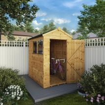 6 X 4 Feet Shiplap Apex Shed - Timber - L181.4 X W129.1 X H217.1 Cm - Brown