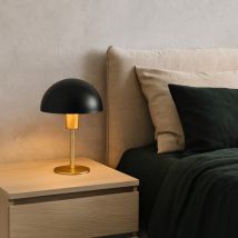 Lampe À Poser Poma Metal En Laiton Mat Et Abat-jour Noir