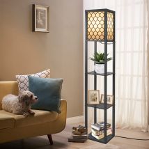 Lámpara De Pie Madera, Ultrix Lámpara De Piso, Lámpara De Lectura Con Portalámparas E27, Decoraciones Interiores Adecuado Para El Salón Y El 
