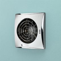 Hib - Hush Chrome Wall Mounted Extractor Fan With Timer - 33100