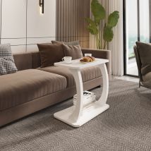 [en.casa] - Mesa Auxiliar Stattela Con 4 Ruedas 59x35x56 Cm - Blanco
