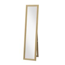 Espejo De Cuerpo Entero 37x155 Cm, Espejo De Pie Y Pared, Rectangular, Marco De Madera Roble