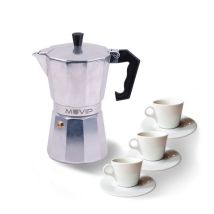 Muvip - Mv0600 Kaffeemaschine De Aluminium - Fassungsvermögen 3 Tassen - Ergonomischer Griff - Antihaftbeschichtet - Geeignet Für Elektro-, 