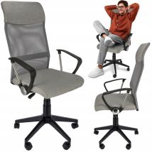 Zoom – Sedia girevole moderna in tessuto grigio e rete ergonomica – Altezza regolabile, base a cinque stelle – Carico massimo 100 kg