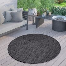 Paco Home - Alfombra Exterior Redonda Intemperie Balcón Terraza Cocina Motivo Monocolor Antracita, Ø 200 Cm Redon
