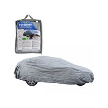 Funda para coche XL – Poliéster – Impermeable – Esquinas elásticas – Anclajes antiviento – Color gris