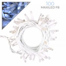 Catena Luminosa Professionale 100 Maxi-led F8 Cavo Bianco Luce Bianca Intermittente - Perfetta Per Decorazioni Interne Ed Esterne